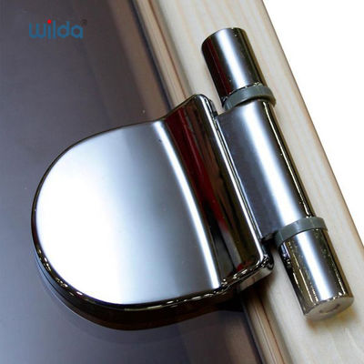 CE ISO Sauna Glass Door Hinges Powder Coated Chrome Yellow Surface