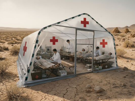 Single-span Tunnel Greenhouse with Polyethylene Film for livestock breeding  goods storage  temporary shelters or field hospitals in emergency wartime scenarios